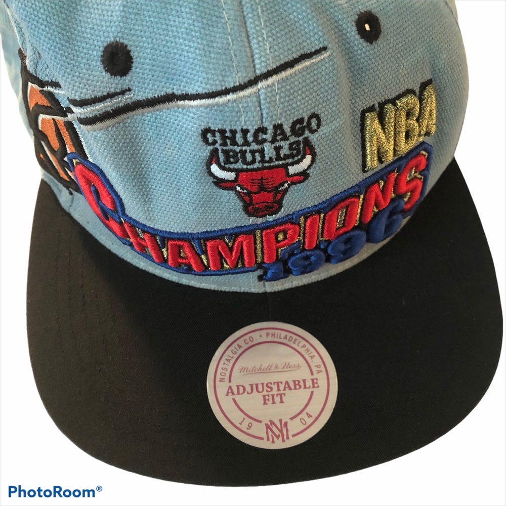 DYED Blue VTG Chicago Bulls 1996 Snapback Hat - Picture 2 of 8